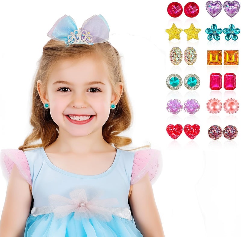 ELEMIRSA 24 Pairs Clip On Earrings Little Girl Party Favor Princess Clip on Earrings Dress Up Pretend Play Earrings for Little Girl Kids Toddlers Jewelry Set - Image 2